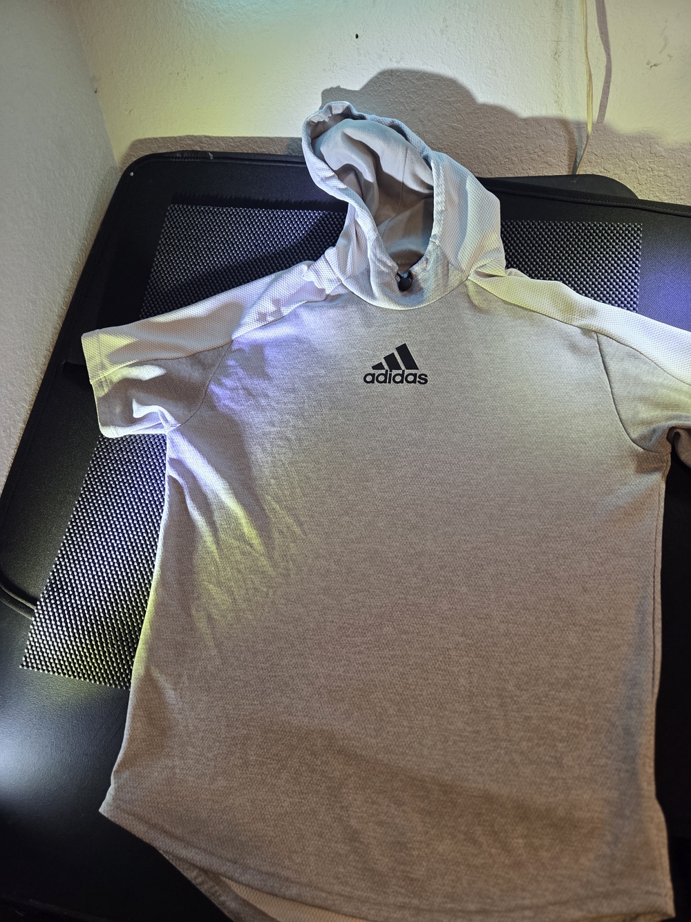 adidas Light Gray Short Sleeve Hooded Tee